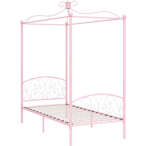 Maison Chic Posteljni okvir - Enojna postelja - Postelja za odrasle z ogrodjem za baldahin roza kovinski 90x200 cm, (21697142) Cene