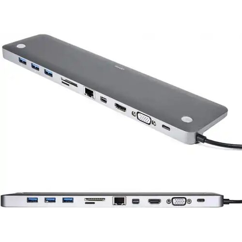 Kettz Adapter Tip C 11/1 4K HDMI/VGA/USBx3/AUX/SD/TF/USB-C/PD/Lan KT-1101G Cene