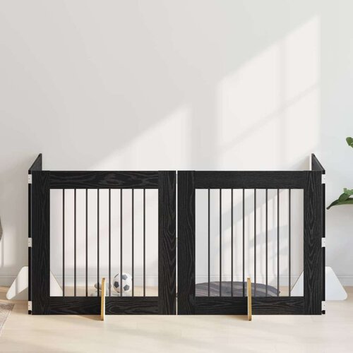  Vrata za pse z stojali 4 pcs Črni hrast 80 x 80 cm, (5000232801) Cene