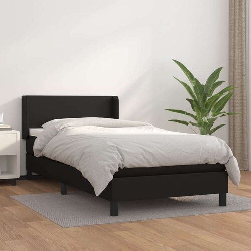  Box spring postelja z vzmetnico črn 90x190 cm umetno usnje, (20727327) Slike