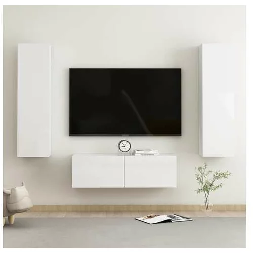  Komplet TV omaric 3-delni visok sijaj bela iverna plošča