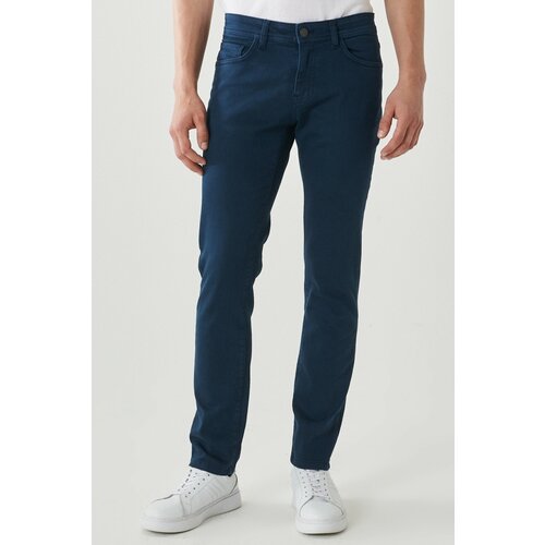 ALTINYILDIZ CLASSICS Men's Navy Blue 360 Degree Stretchy Slim Fit Slim Fit Cotton Comfort Trousers. Slike