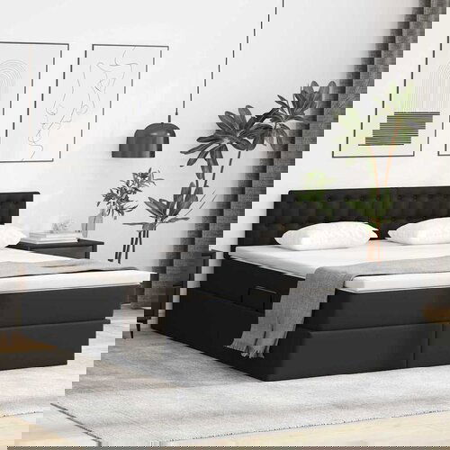 VidaXL Krevet S LED lampica s uzglavljem Crna 140 x 190 cm PVC Slike