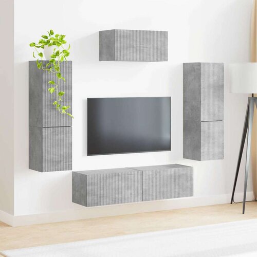  Set TV komoda Zidne 4 pcs Betonski sivi Konstruirano drvo Slike