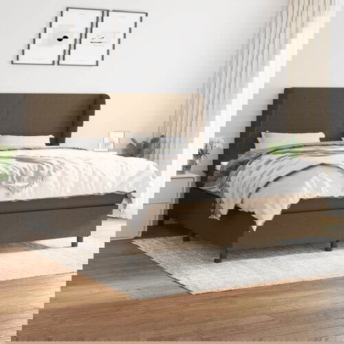  The Living Store Box spring postelja z vzmetnico temno rjava 180x200 cm blago - Box Spring Postelja, (21519147) Cene