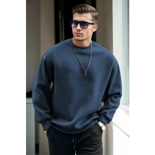 Dewberry 70650 Oversize Men Sweatshirt-NAVY BLUE