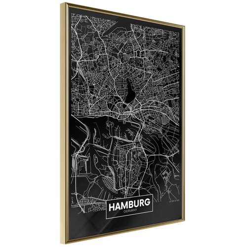  Poster - City Map: Hamburg (Dark) 20x30 Slike