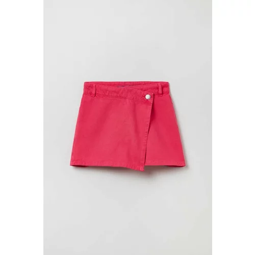 OVS Dječje pamučne kratke hlače boja: ružičasta, glatki materijal