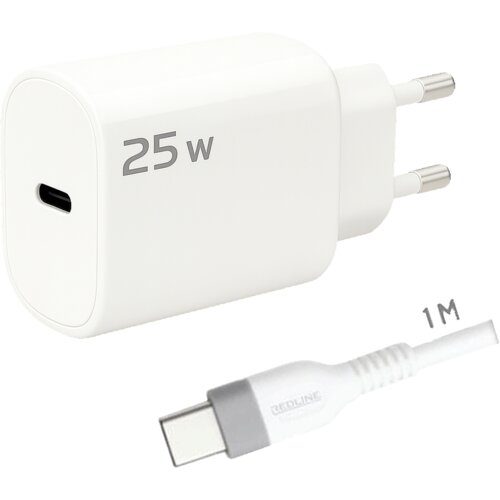 Redline Punjač sa USB-C kablom G25C+CC-1M, 25W, Bijeli Slike