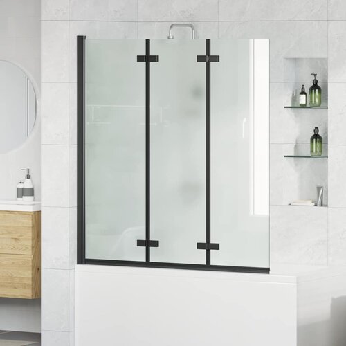  Ograda za tu&amp;scaron; Crna 130 x 138 cm ESG staklo i aluminij Slike