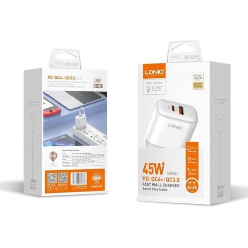 Ldnio Kucni punjac A2526C 45W PD + (QC4+ | QC3.0) (USB-A + USB-C) kabal USB-C &amp;ndash; lightning Slike