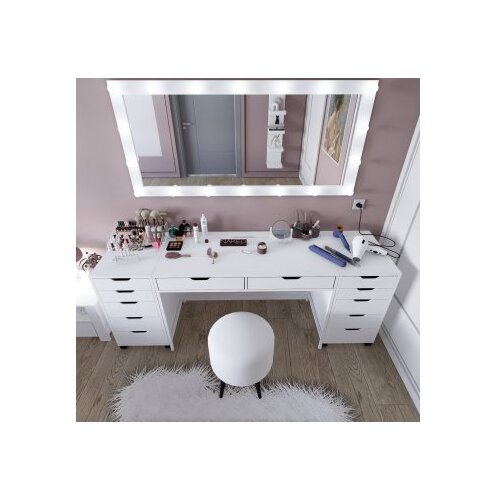 Hanah home Duru 1600-55 Matte White Make-Up Table Slike