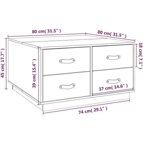  Stolić za kavu boja meda 80 x 80 x 45 cm od masivne borovine Slike