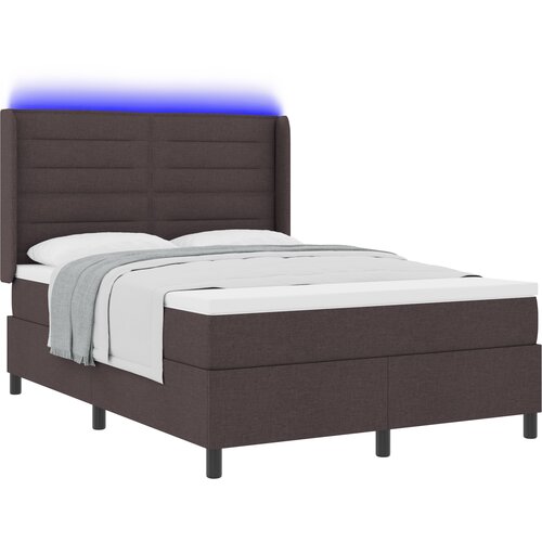 vidaXL Box Spring postelja z vzmetnico in LED temno rjava 160x200 cm blago, (22050692) Cene