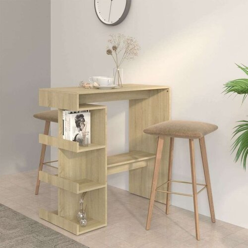 vidaXL Barska miza s policami sonoma hrast 100x50x101,5 cm iverna pl. Cene