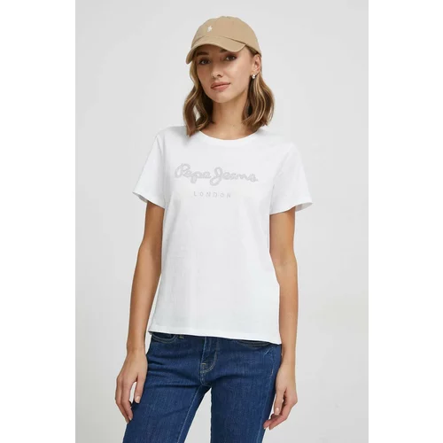 PepeJeans Pamučna majica za žene, boja: bijela