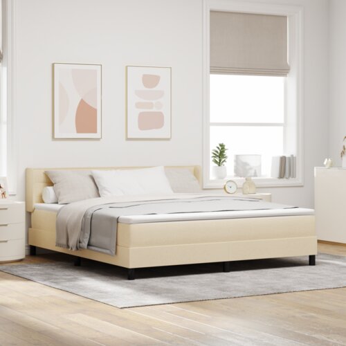  Postelja z vzmetnico z vzmetnico krema 200 x 180 cm Poliester, (5000126094) Cene