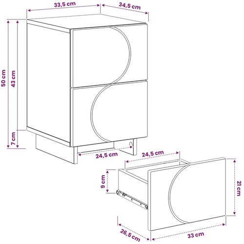  Noćni ormar Bijela visokog sjaja 33 5 x 34 5 x 50 cm - Bijela visokog sjaja 1 Slike