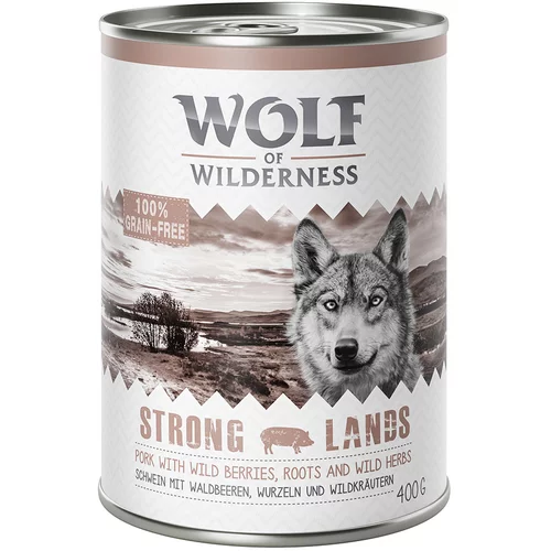 Wolf of Wilderness 6 x 400 g - NOVO Strong Lands - svinjetina