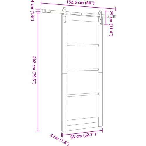 vidaXL Klizna vrata s hardverskim kompletom bijela 83x202 cm čvrsto drvo bor Cene