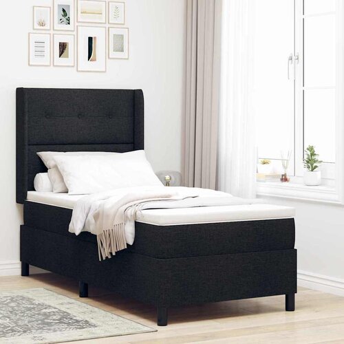  LED Box Spring Krevet s uzglavljem Crna 100 x 200 cm tkanina Cijene