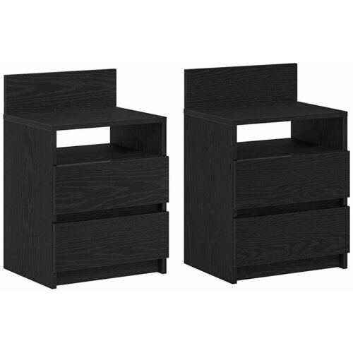  Noćni ormarići 2 kom s 2 ladice crne boje 40x33x60 cm Slike
