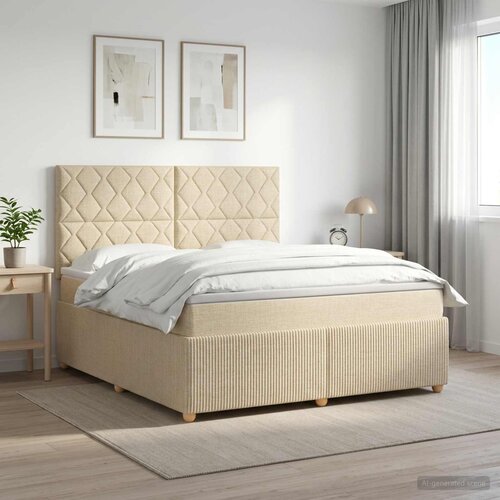  Boxspring krevet s madracem Krem 160 x 200 cm Tkanina Cijene