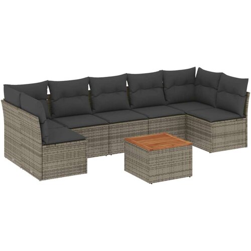 vidaXL 8-dijelni set vrtnih sofa od poliratana s jastucima sivi Cijene