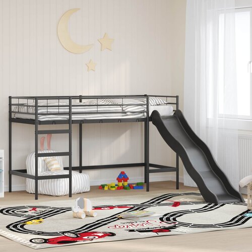  Krevet na kat za djecu s toboganom Crna i antracit 90 x 190 cm Cijene