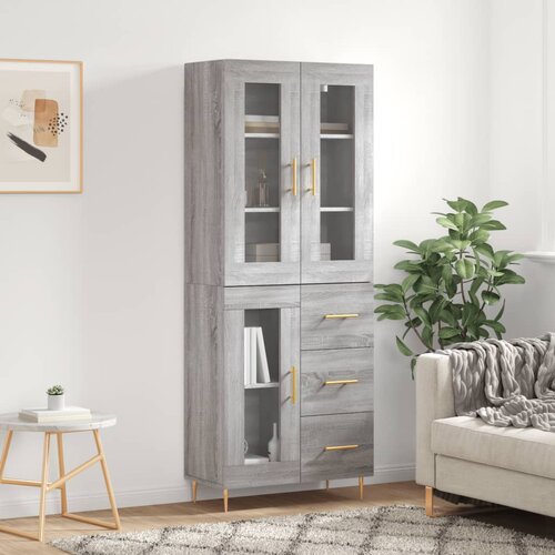 vidaXL Visoka komoda siva sonome 69 5x34x180 cm od konstruiranog drva Cijene