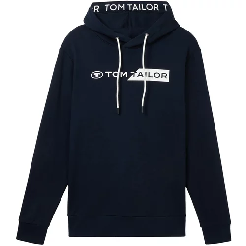Tom Tailor Sweater majica mornarsko plava / bijela