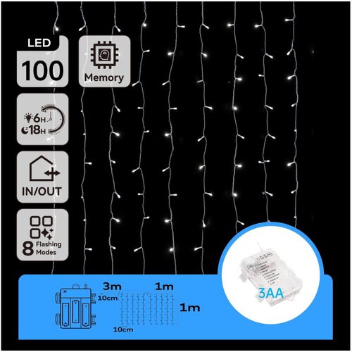 Aigostar led spoljni niz 100xLED/8 funkcija 3xAA 4x1m IP44 hladno-bela Cene