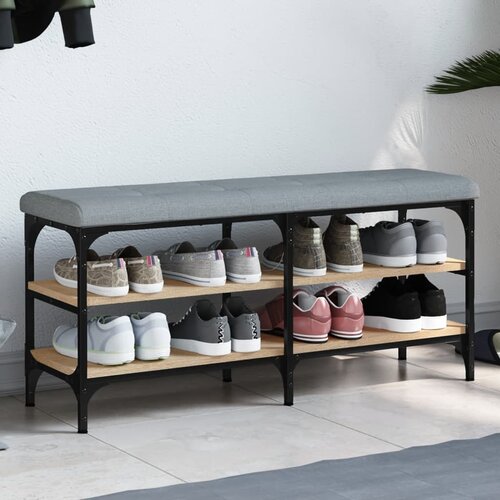 VidaXL Klupa za cipele boja hrasta 102 x 32 x 47 cm konstruirano drvo Slike