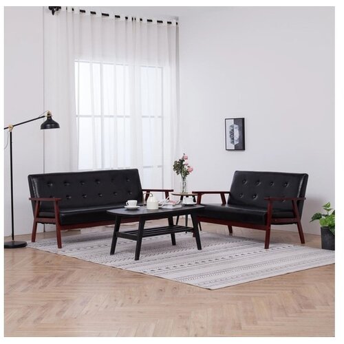  2-dijelni set sofa od umjetne kože crni Cijene
