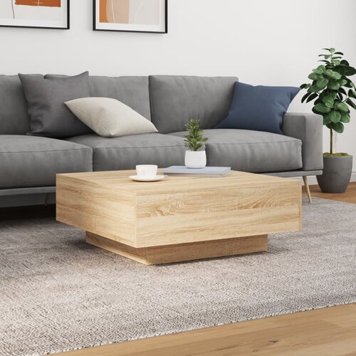  Stolić za kavu s LED svjetlima boja hrasta sonome 80x80x31 cm Slike