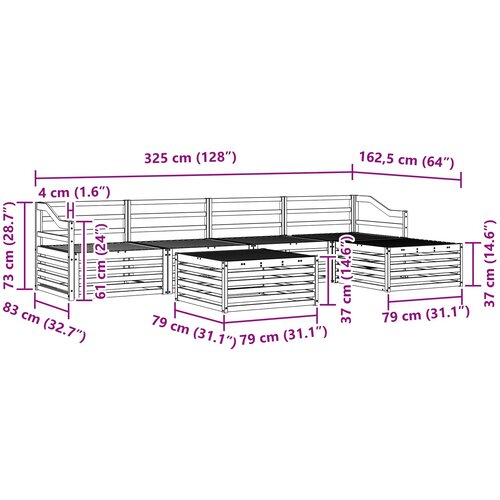  Set vanjskih sofa 6 kom. Prirodna Čvrsto drvo akacije Slike
