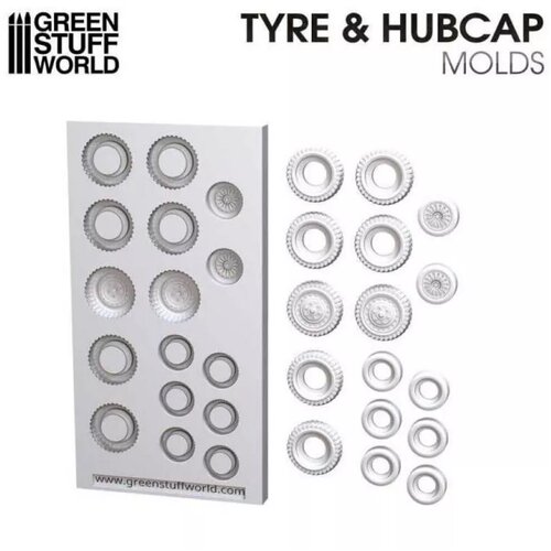 Green Stuff World Tyre and hubcap Texture Silicone Stamp Slike