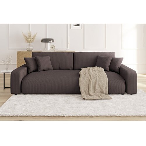 Ropez Smeđa sklopiva/s prostorom za odlaganje sofa od samta 234 cm Sara &amp;ndash; Slike