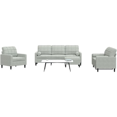  4-dijelni set sofa s jastucima svjetlosivi bar&scaron;unasti Cijene