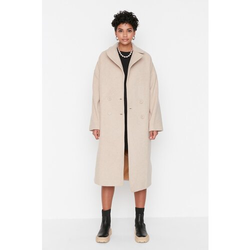 Trendyol Stone Wide Cut Oversize Button Closure Wool Cachet Coat Slike