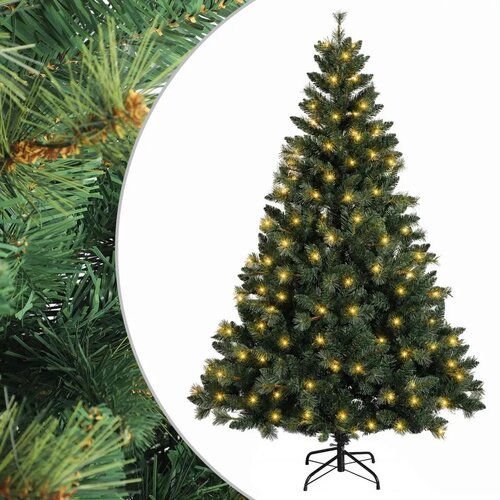  Umjetno božićno drvce s nogom 180 cm 300 LED lampica - Zelena 180 cm s LED svjetlima Slike