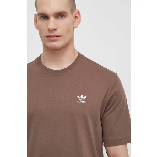 Adidas Pamučna majica Essential Tee za muškarce, boja: smeđa, s aplikacijom, IR9688