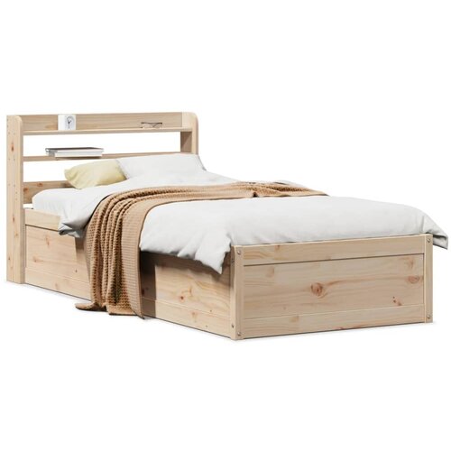 VidaXL Posteljni okvir z vzglavjem 90x190 cm trdna borovina Slike