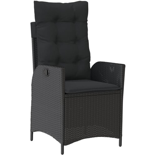  3-dijelni vrtni blagovaonski set s jastucima od poliratana crni Crna 80 cm table length Slike