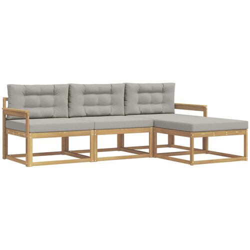 vidaXL Zunanja garnitura za sedenje 4 pcs Bela in svetlo siva, (5000280315) Cene