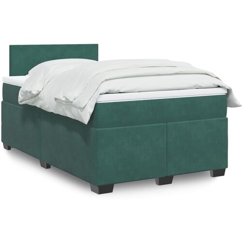 VidaXL Box spring postelja z vzmetnico temno zelen 120x190 cm žamet Slike