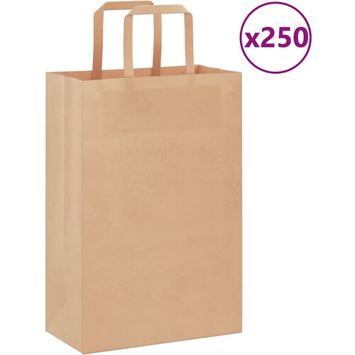 vidaXL Papirnate vrečke 250 kosov z ročaji rjave barve 21x11x31 cm Cene