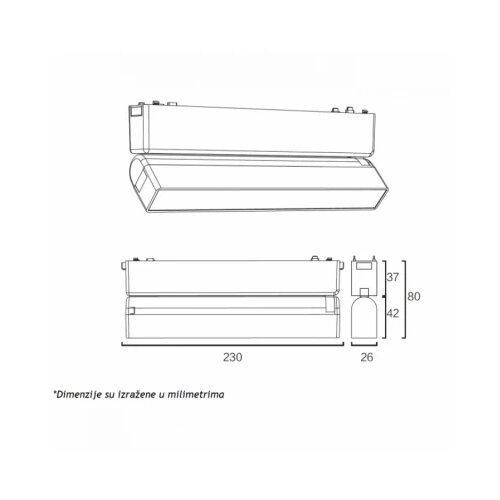  magnetic slim svetiljka LED26-ZD-12F 10W 3000K 150&amp;deg; 48V dc bela Slike