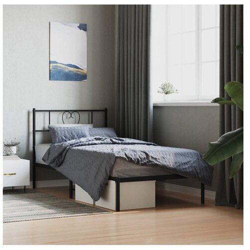 vidaXL okvir za krevet s uzglavljem crni 90x190 cm Cene