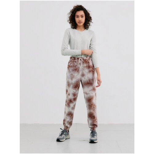 Pieces Creamy Brown Patterned Sweatpants Chilli - Women Cene